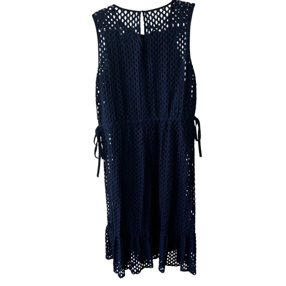 Chico's Dresses & Skirts - Chico’s Navy Sleeveless Eyelet Midi Dress Slip Liner Waist Tie Size 3 = 16